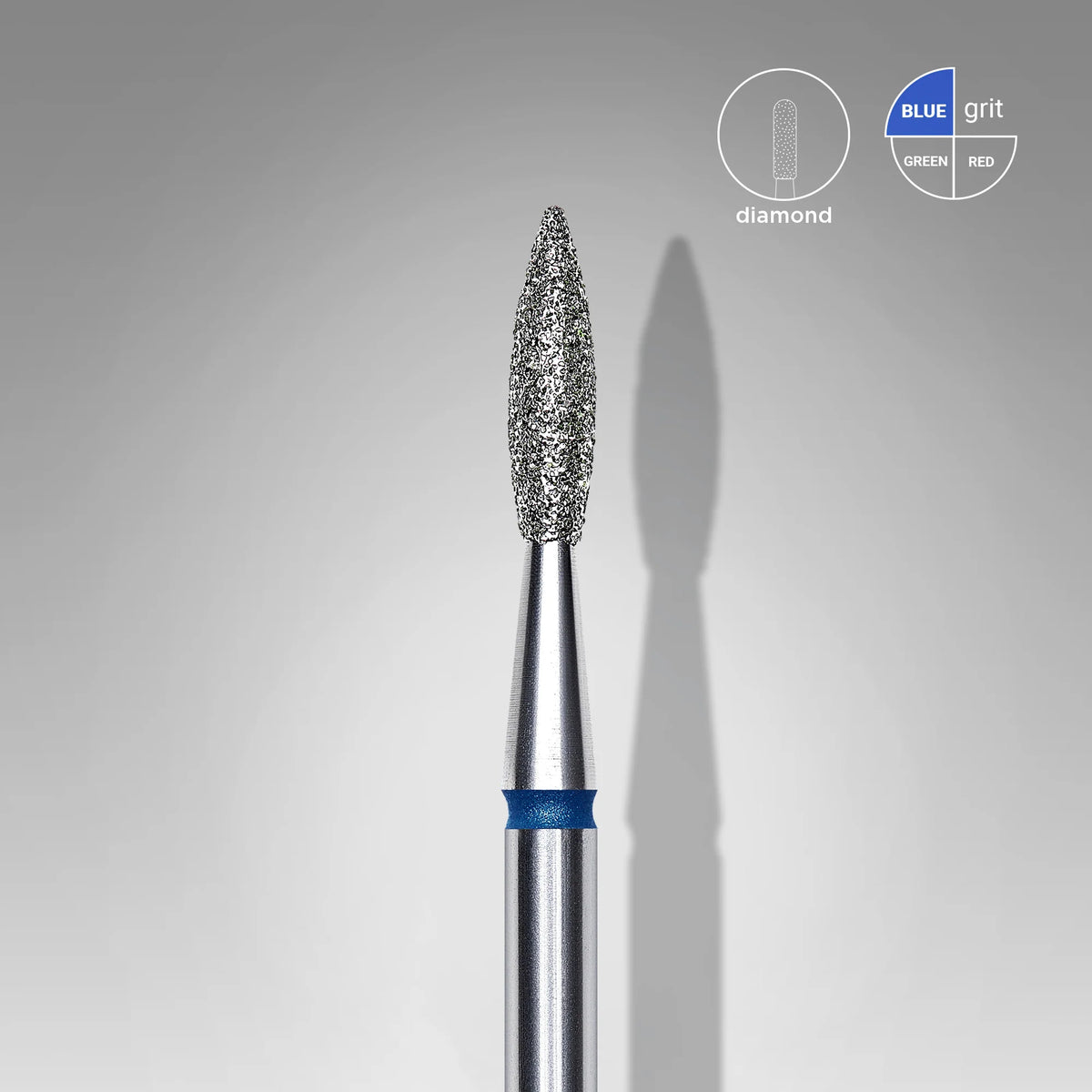 Staleks Punta Diamantata Fiamma Appuntita Blu, fresa per unghie 2,1x8 mm