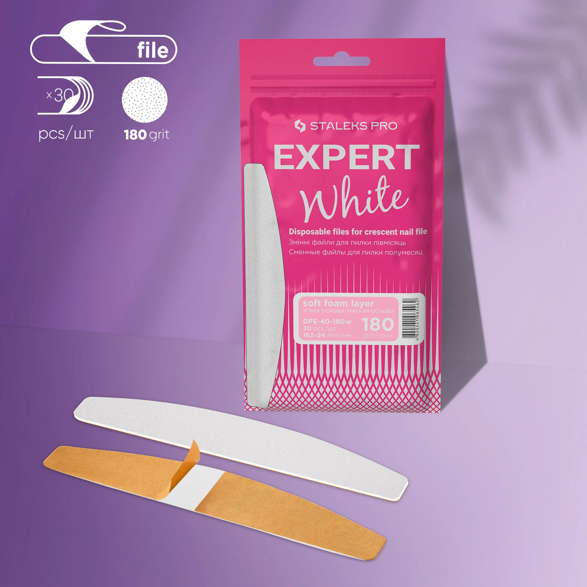 Staleks Lime Ricambio Mezzaluna Soft Expert 40 grana 180, confezione 30 pezzi