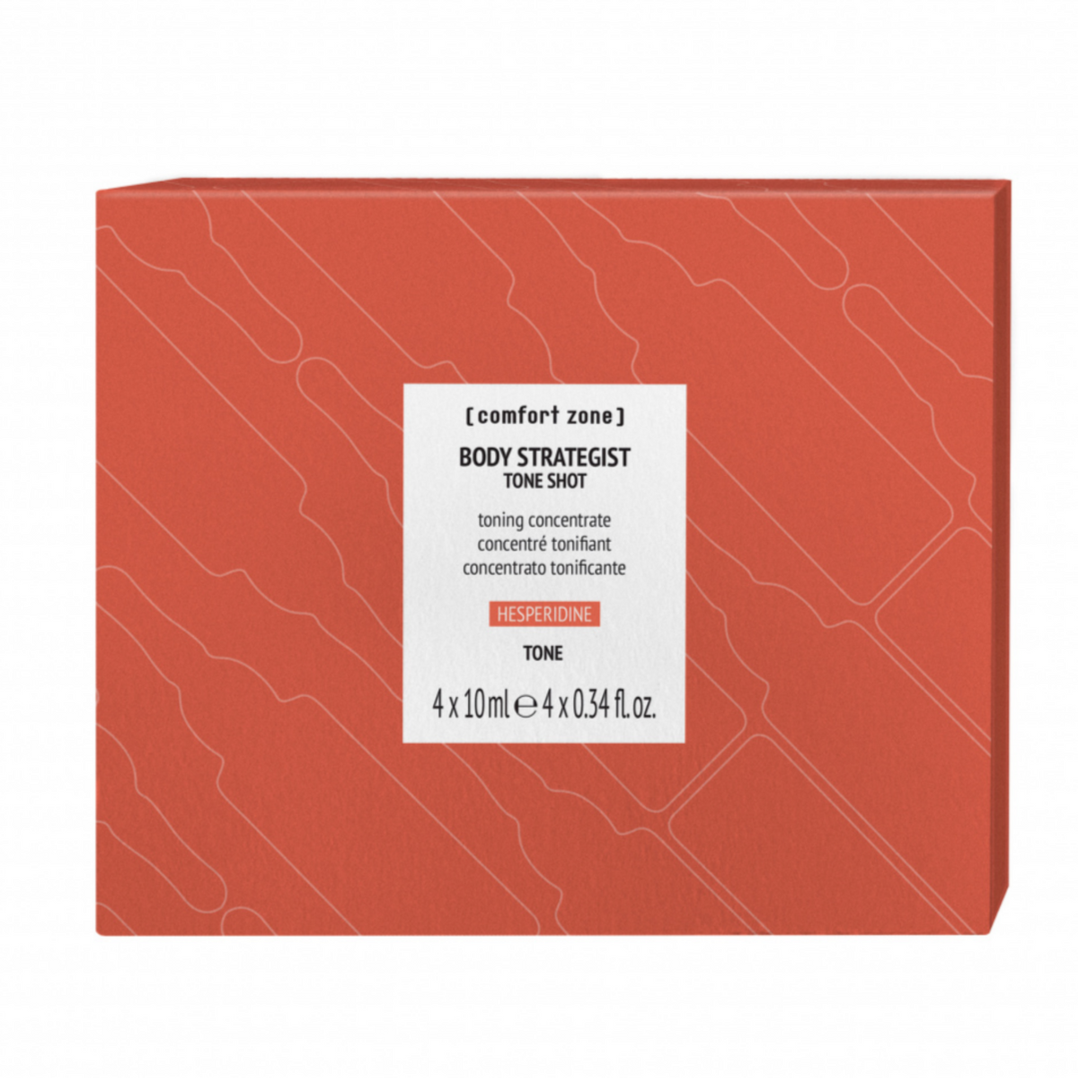 Comfort Zone Body Strategist Tone Shot, confezione arancione 4 fiale concentrato tonificante