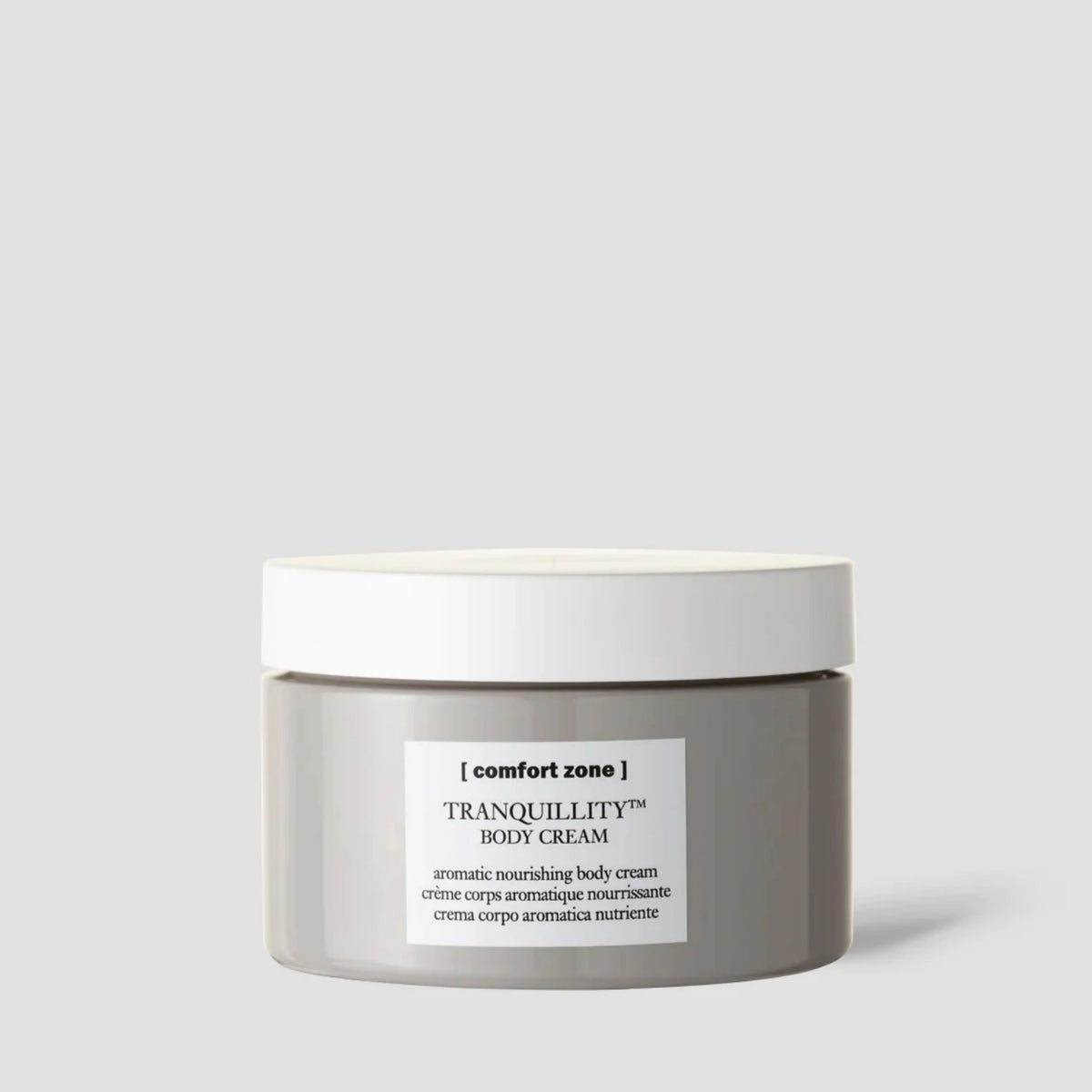 Comfort Zone Tranquillity Body Cream, vasetto grigio crema corpo aromatica nutriente