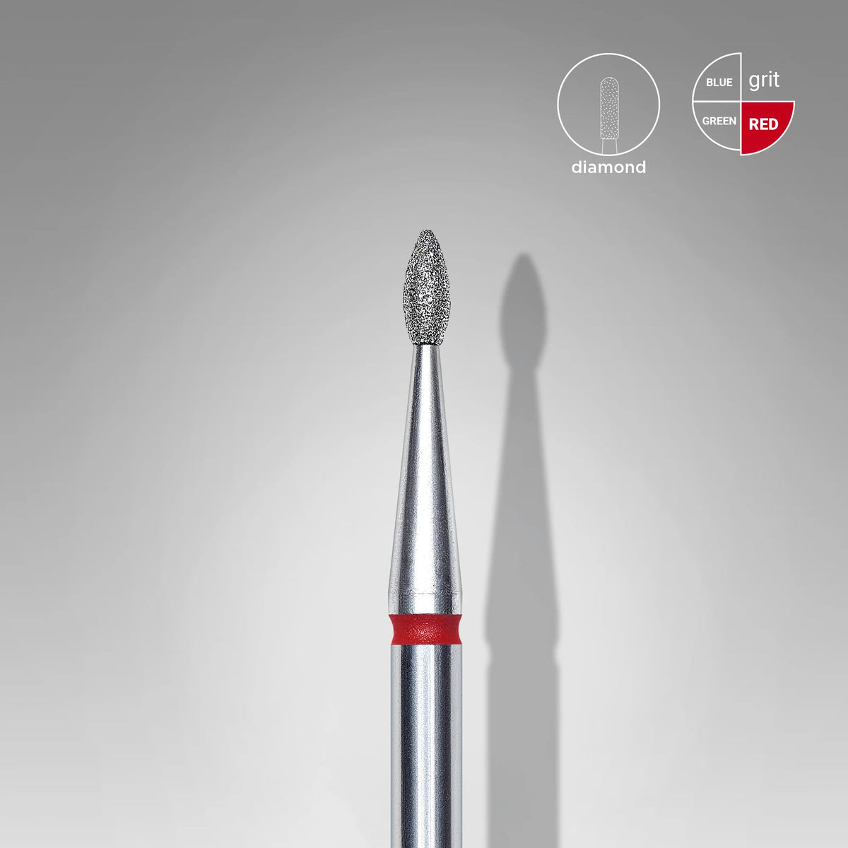 Staleks Punta Diamantata Goccia Rossa, fresa per unghie 1,6x4 mm