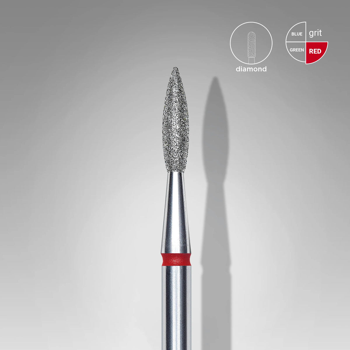 Staleks Punta Diamantata Fiamma Appuntita Rossa, fresa per unghie 2,1x8 mm