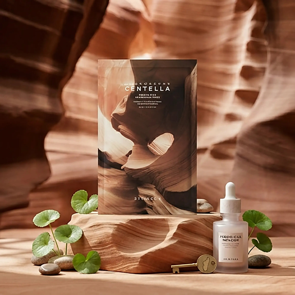 Skin1004 Madagascar Centella Probio-Cica Nourishing Mask, confezione in ambientazione naturale