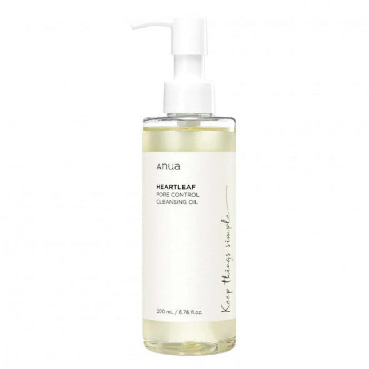 Anua Heartleaf Pore Control Cleansing Oil 200 ml, flacone dosatore vista frontale