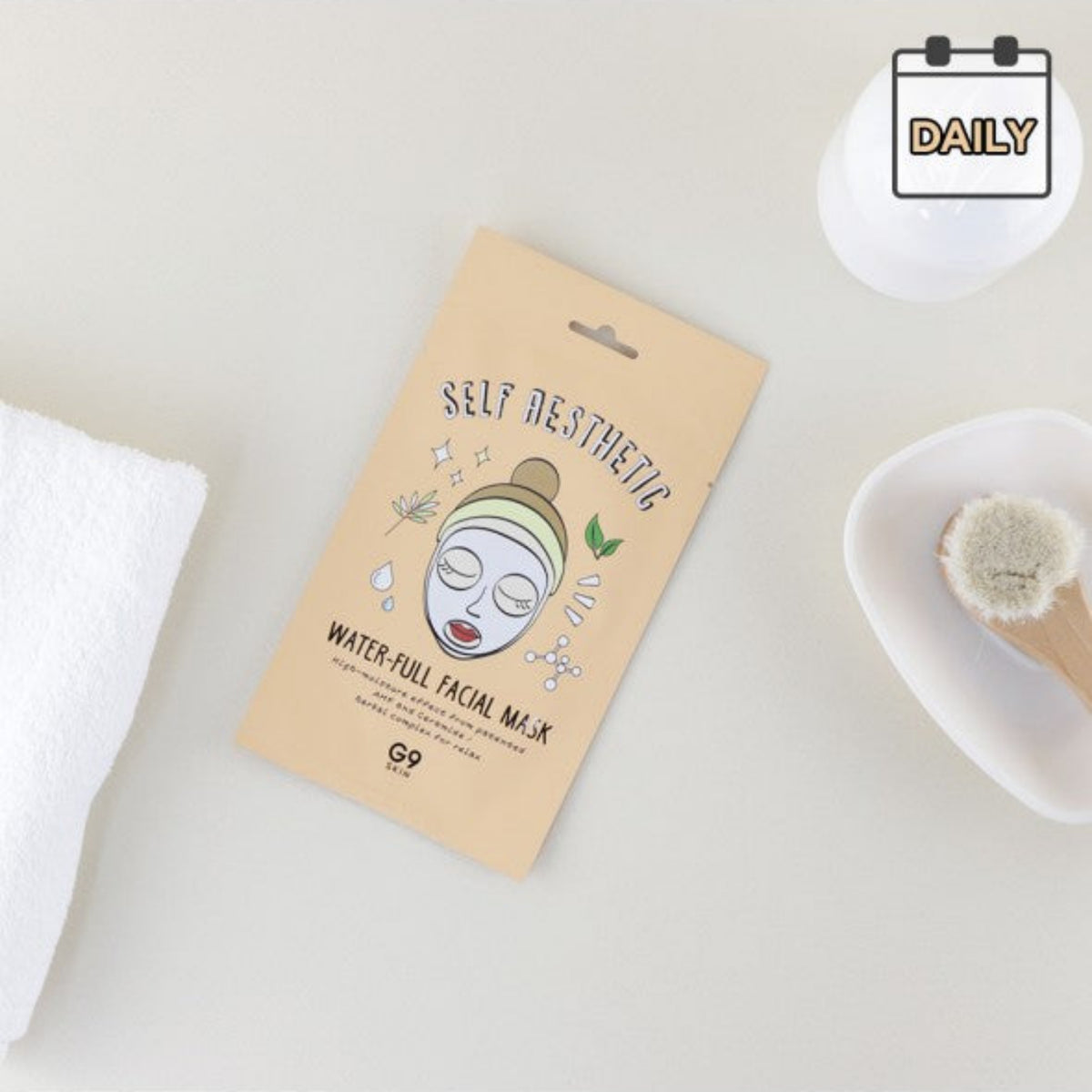 G9 Skin Self Aesthetic Waterful Facial Mask, bustina tra accessori da bagno