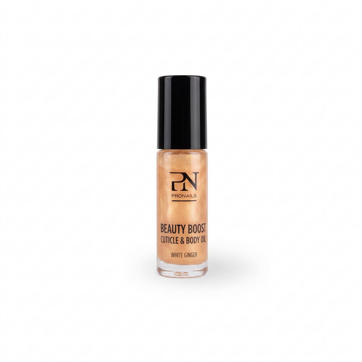 ProNails Beauty Boost Cuticle & Body Oil White Ginger 4 ml, golden bottle with black cap