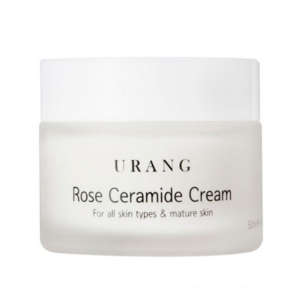 Urang Rose Ceramide Cream 50 ml, vasetto bianco su sfondo neutro
